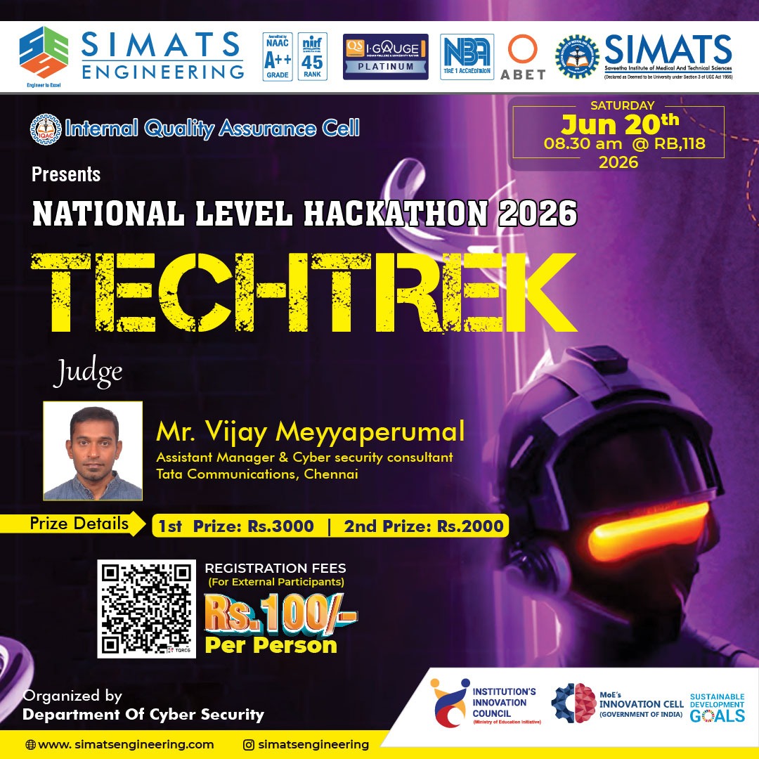 TechTrek - Nationa Level Hackathon 2026 Hackathon Poster 